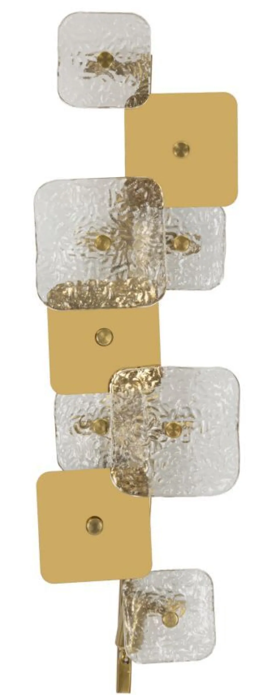 Applique murale 5 points lumineux métal doré et verre transparent