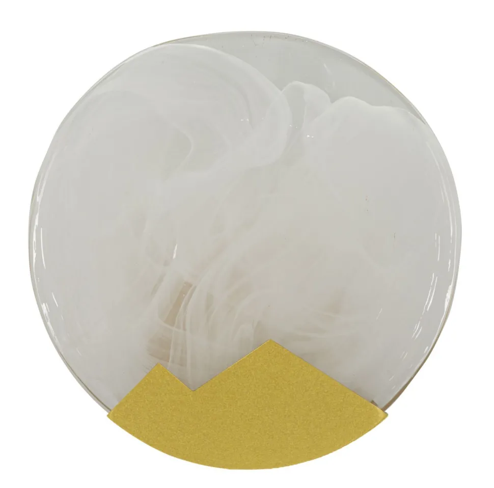 Applique murale circulaire Verre opaque et métal doré