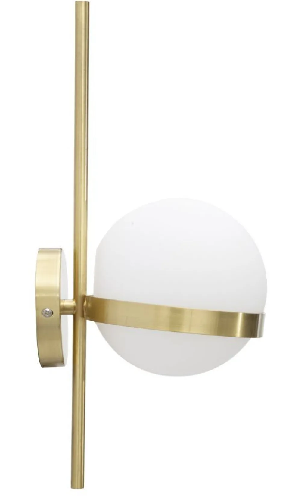 Applique murale en métal doré avec sphère en verre blanc décor cercle doré
