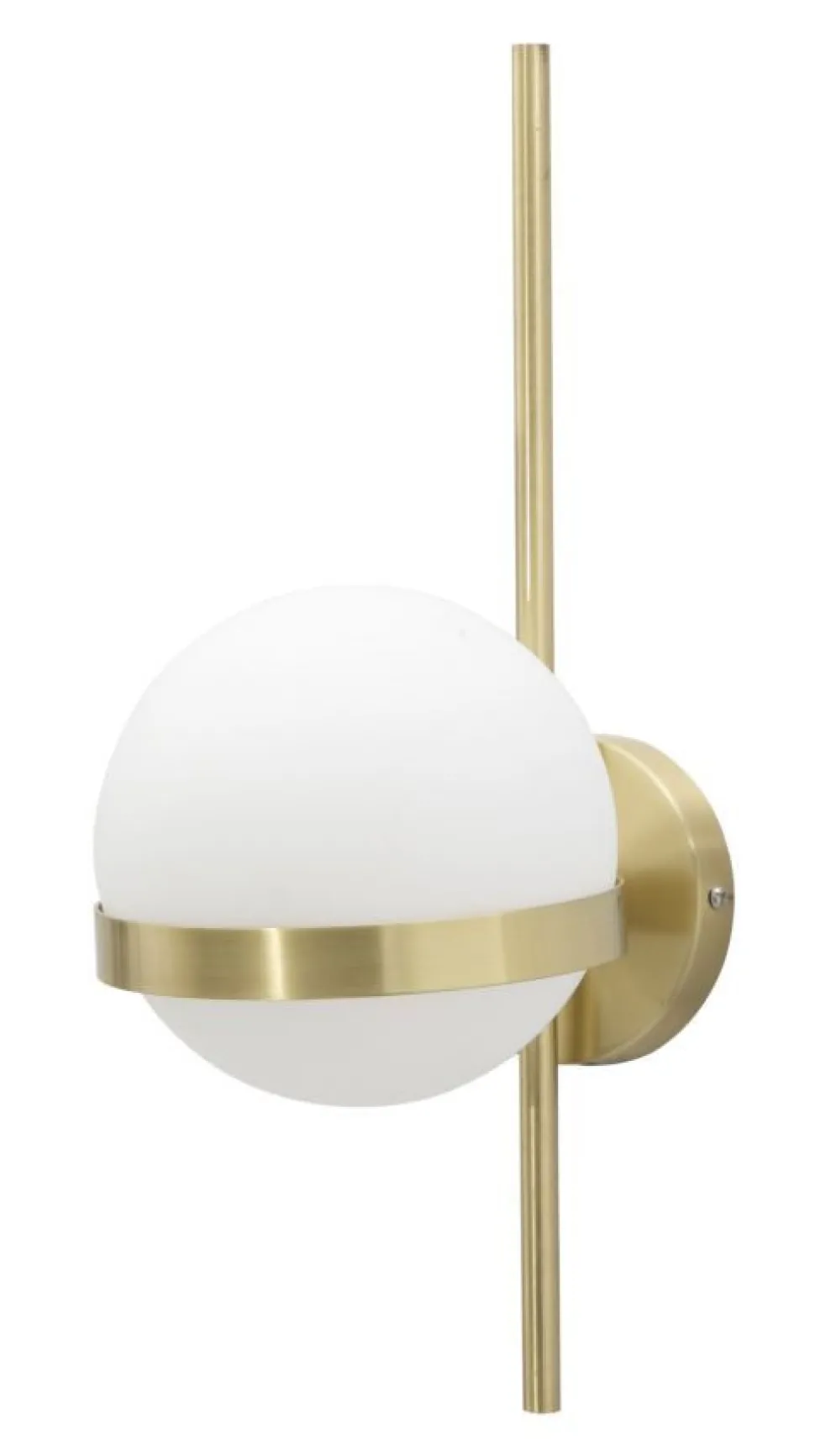 Applique murale en métal doré avec sphère en verre blanc décor cercle doré