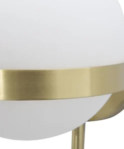 Applique murale en métal doré avec sphère en verre blanc décor cercle doré