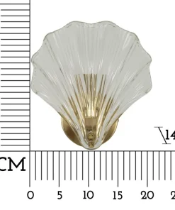Applique murale en verre et métal doré forme coquille
