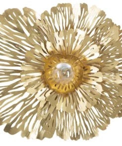 Applique murale florale en métal doré 1 point lumineux