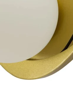 Applique murale géométrique Circlay Métal Doré et Verre Blanc Mat