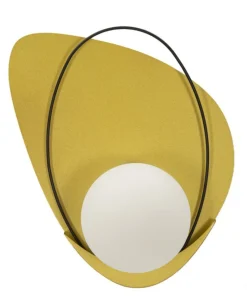 Applique murale géométrique Circlay Métal Doré et Verre Blanc Mat