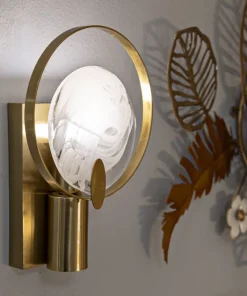 Applique murale géométrique en métal doré et verre fumé