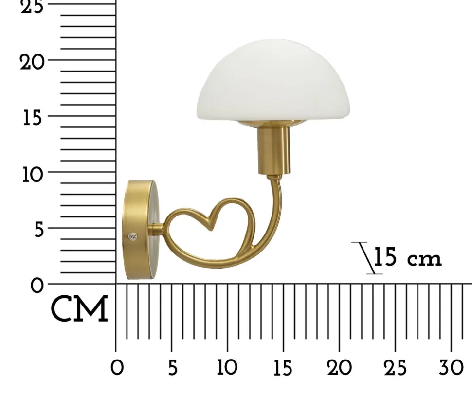 Applique murale Lovy Métal Doré Abat-jour Verre Blanc Mat