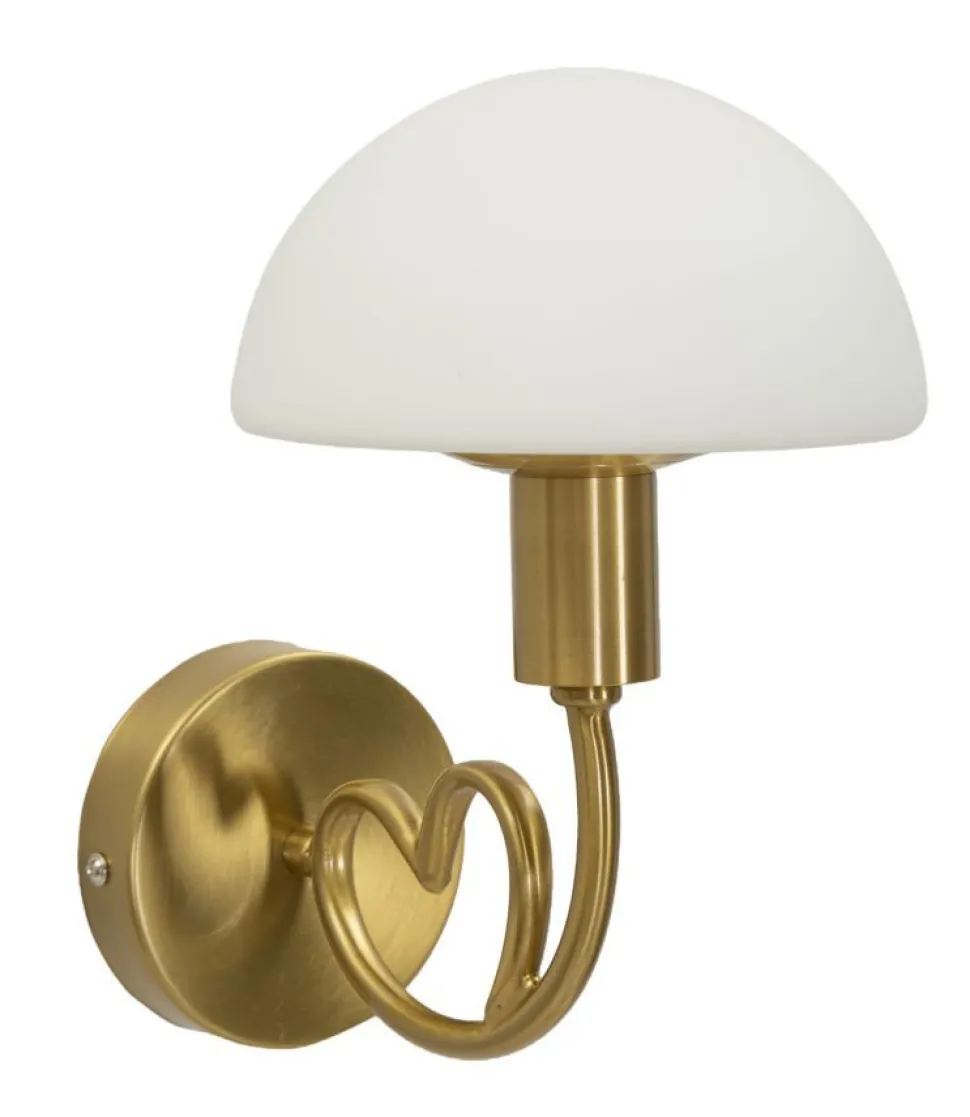 Applique murale Lovy Métal Doré Abat-jour Verre Blanc Mat