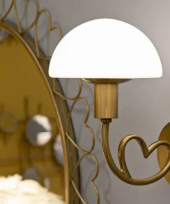Applique murale Lovy Métal Doré Abat-jour Verre Blanc Mat