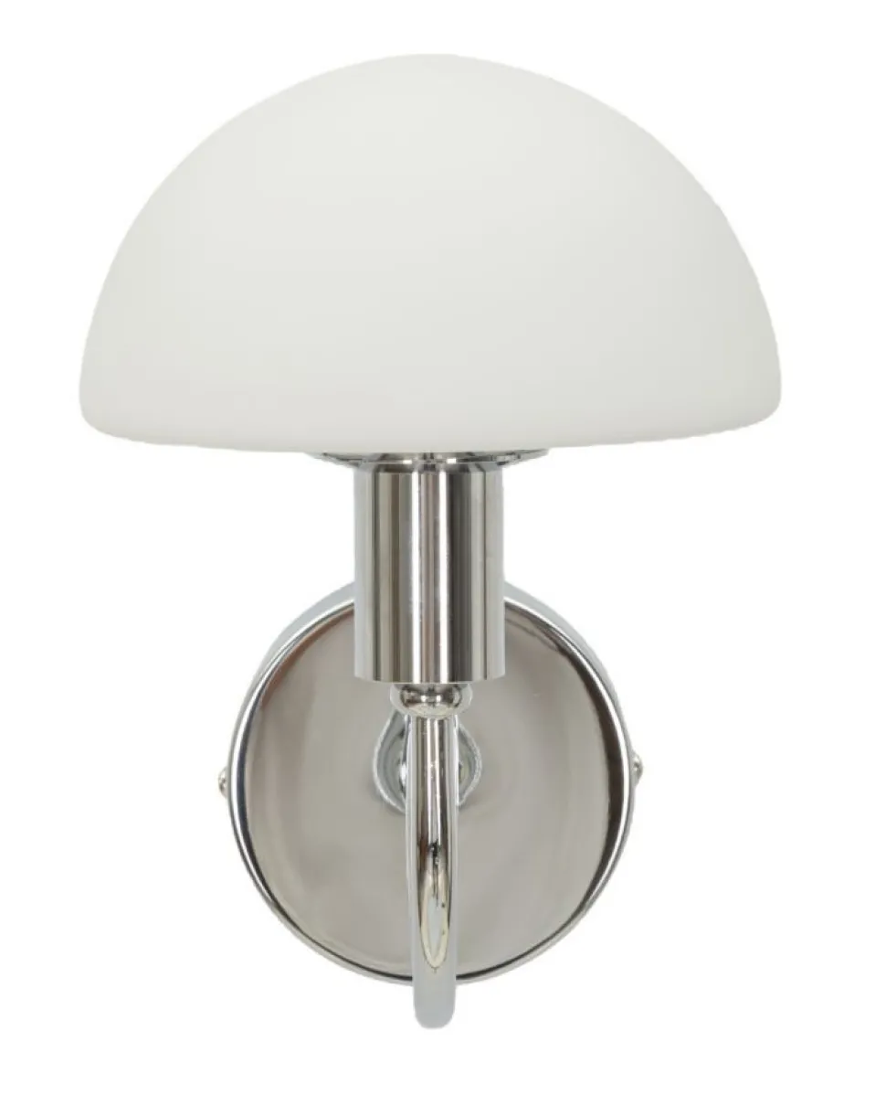 Applique murale Lovy métal argenté abat-jour verre blanc mat