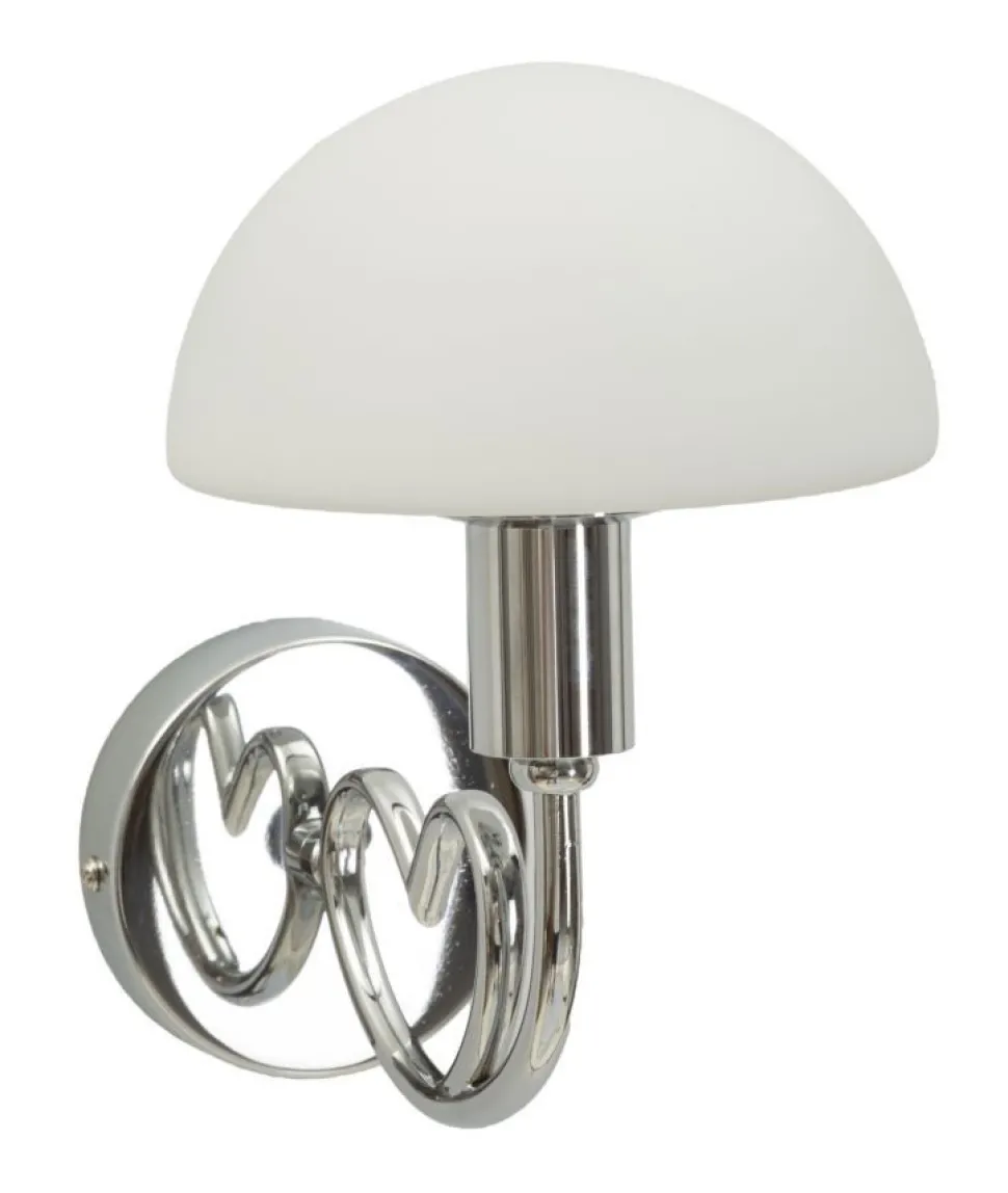 Applique murale Lovy métal argenté abat-jour verre blanc mat