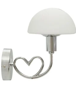 Applique murale Lovy métal argenté abat-jour verre blanc mat