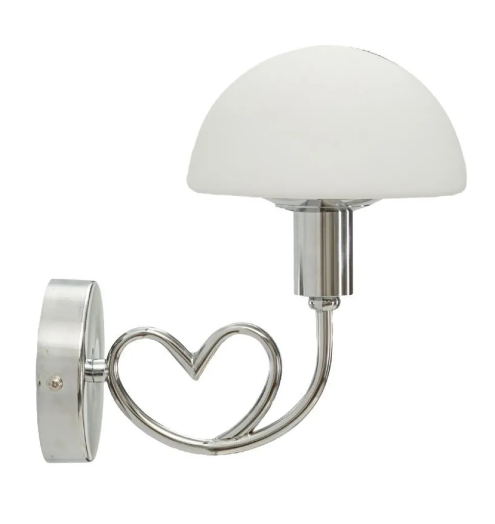 Applique murale Lovy métal argenté abat-jour verre blanc mat