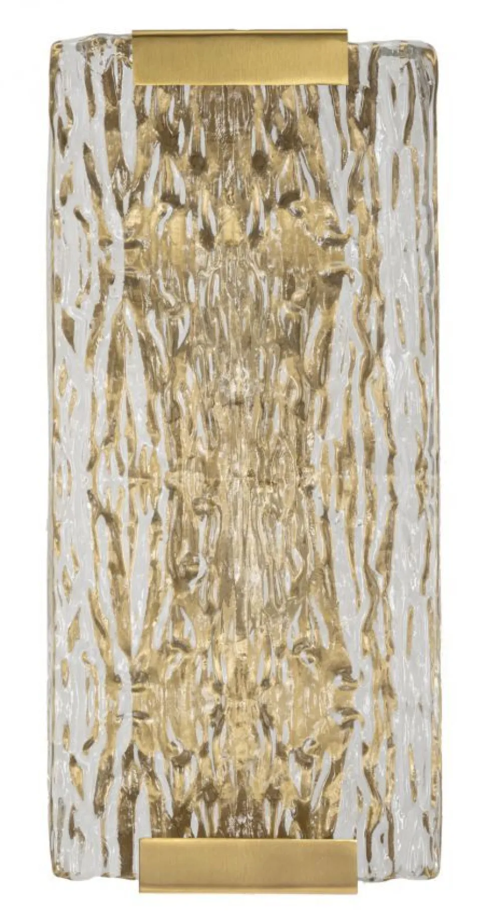 Applique murale rectangulaire dorée métal et verre avec relief