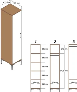 Armoire avec miroir style industriel Akoy L40cm Bois foncé et Anthracite