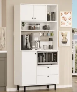 Armoire de cuisine moderne 4 portes et 2 tiroirs Axyl L88xH180cm Blanc