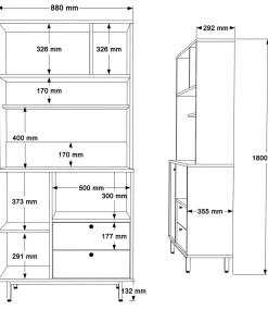 Armoire de cuisine moderne 4 portes et 2 tiroirs Axyl L88xH180cm Blanc