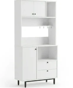Armoire de cuisine moderne 4 portes et 2 tiroirs Axyl L88xH180cm Blanc