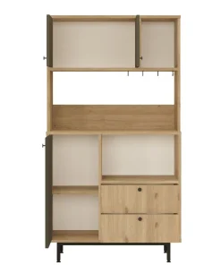 Armoire de cuisine moderne 4 portes et 2 tiroirs Axyl L88xH161,2cm Bois et Anthracite