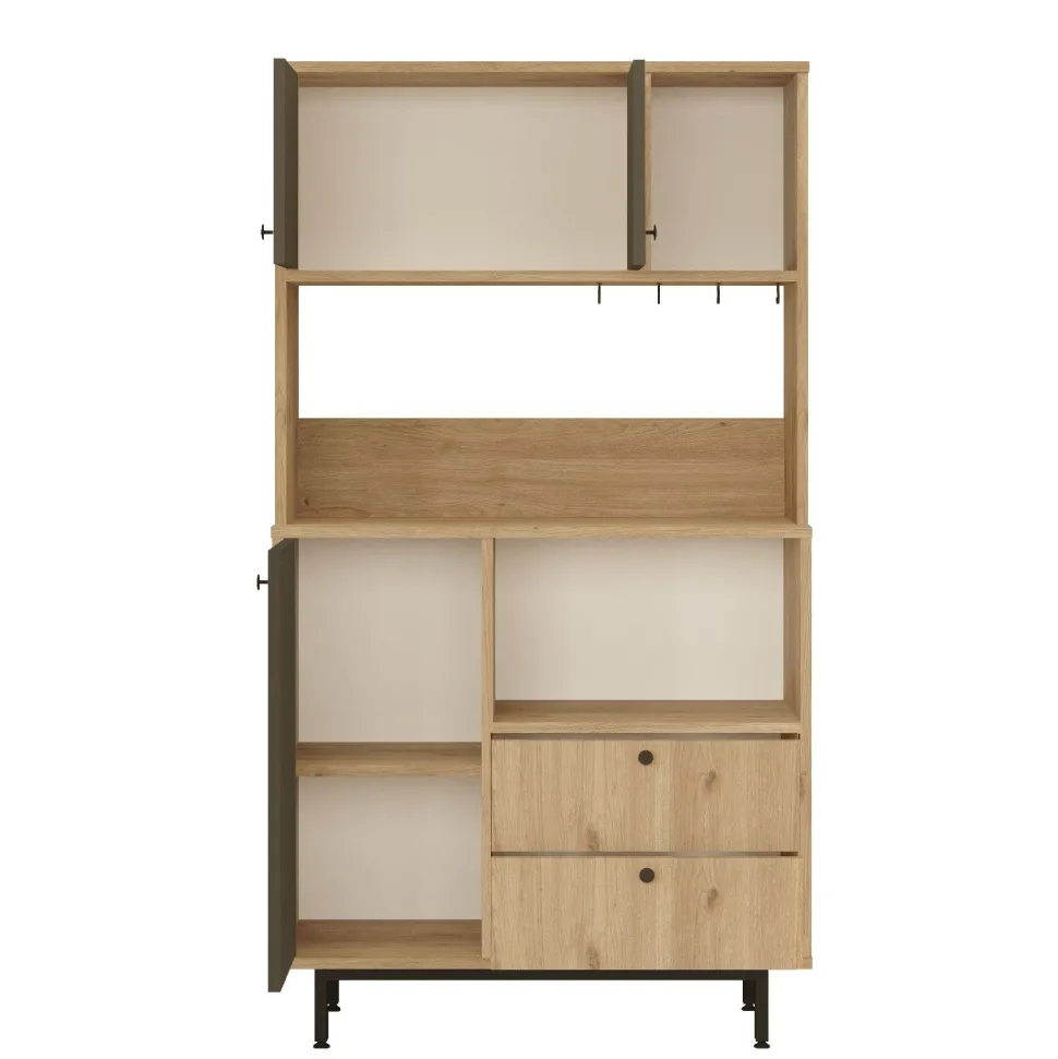 Armoire de cuisine moderne 4 portes et 2 tiroirs Axyl L88xH161,2cm Bois et Anthracite