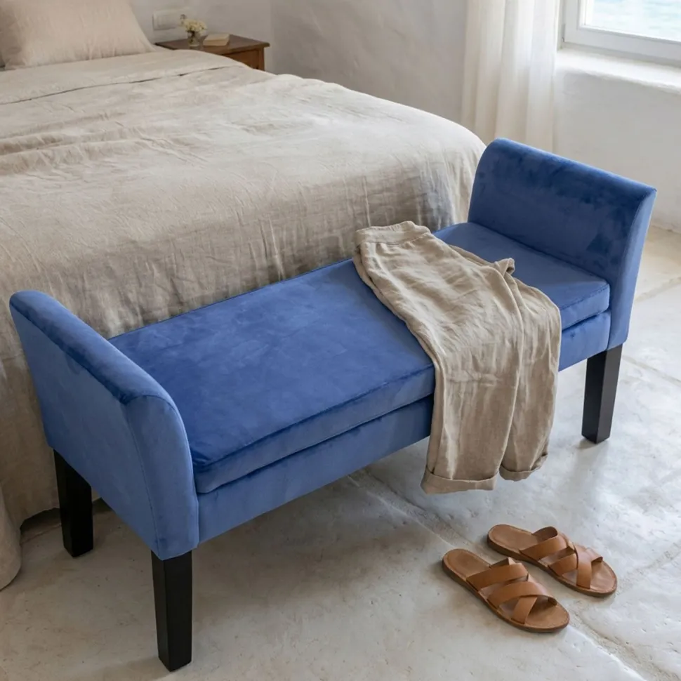 Banc coffre Idor Velours Bleu