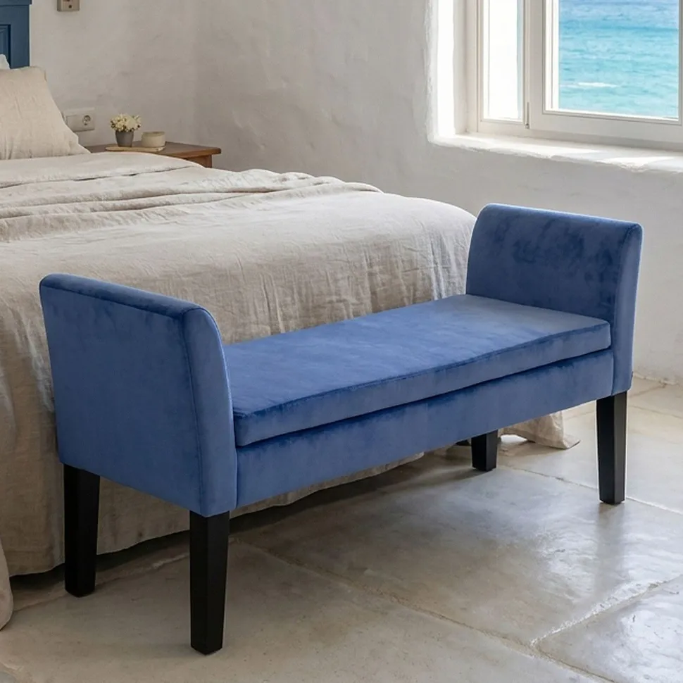 Banc coffre Idor Velours Bleu