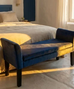 Banc coffre Idor Velours Bleu