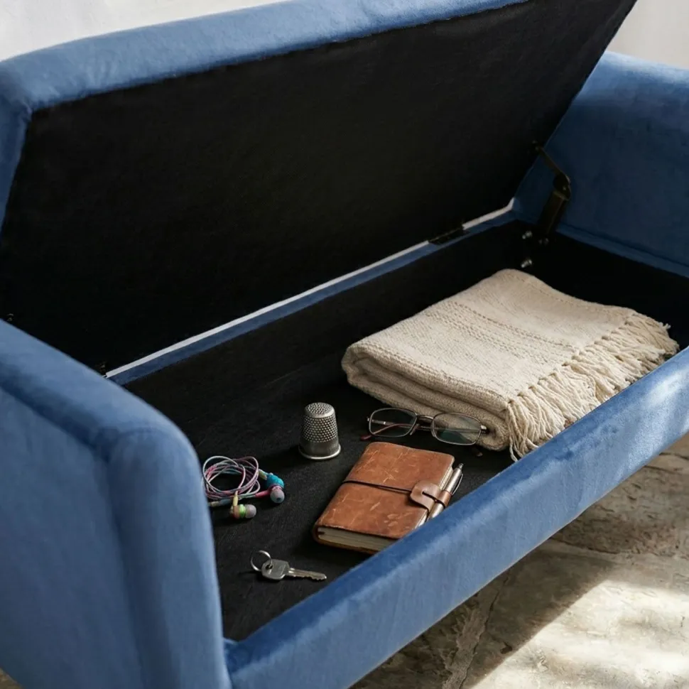 Banc coffre Idor Velours Bleu