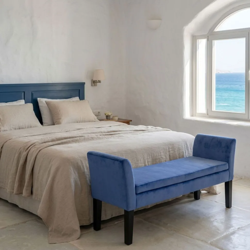 Banc coffre Idor Velours Bleu
