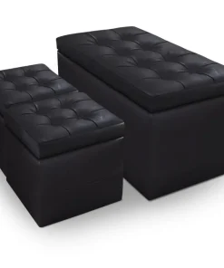 Banc Coffre Panky + 2 poufs Noir