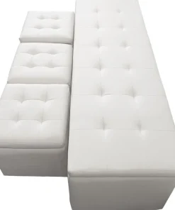 Banc Coffre Panky XL + 3 poufs Blanc