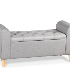 Banc coffre Winnie Tissu Gris clair
