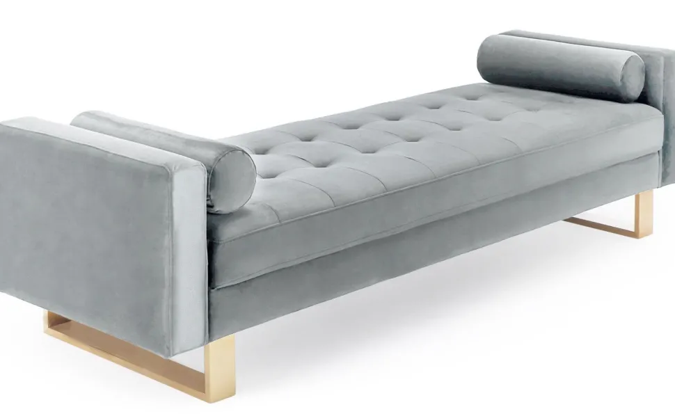 Banquette capitonnée Shell Velours Argent