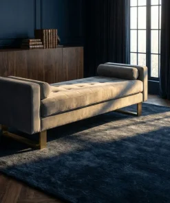 Banquette capitonnée Shell Velours Argent