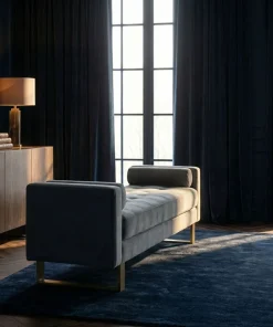Banquette capitonnée Shell Velours Argent