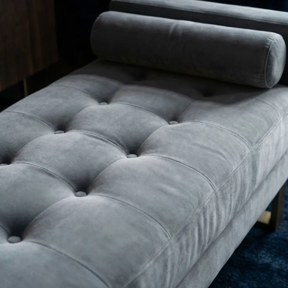 Banquette capitonnée Shell Velours Argent