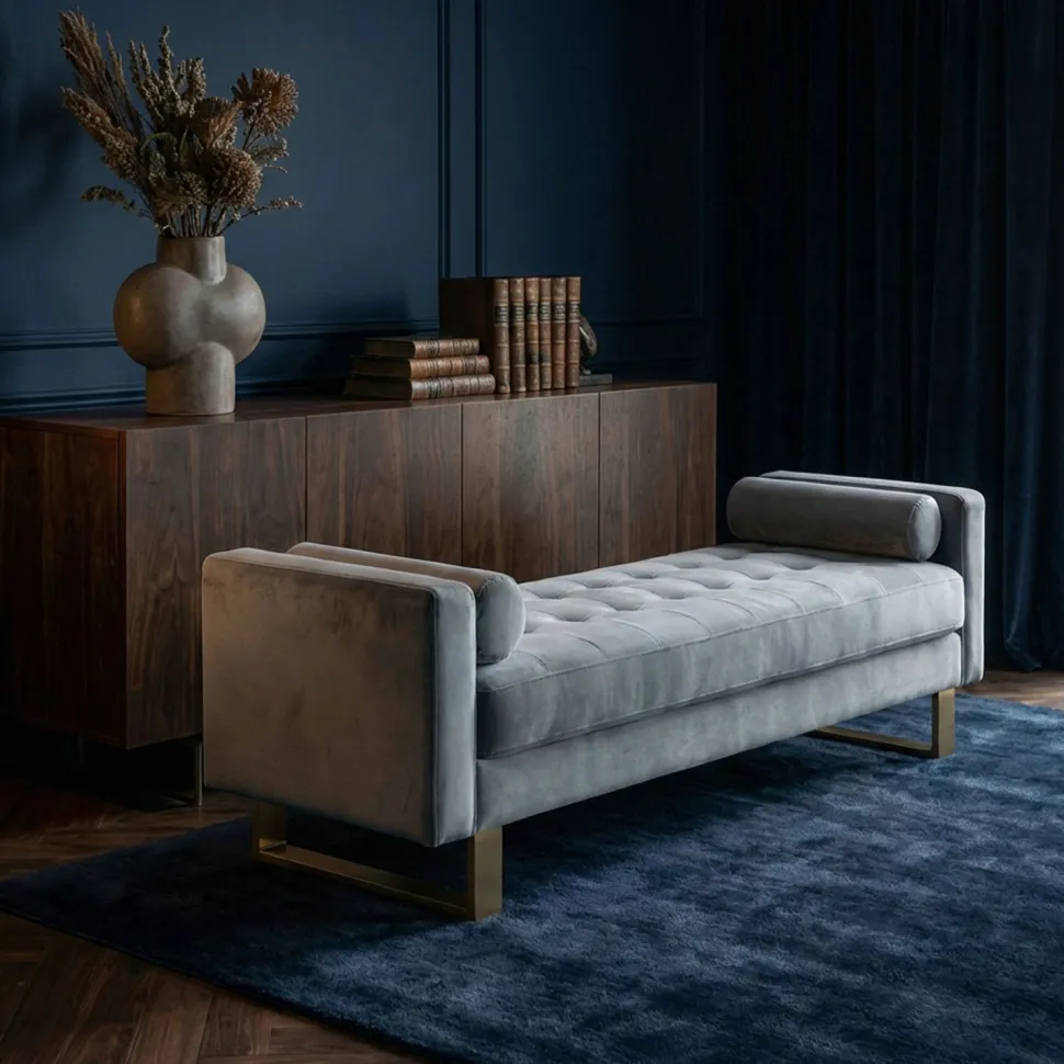 Banquette capitonnée Shell Velours Argent