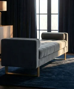 Banquette capitonnée Shell Velours Argent