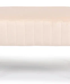 Banquette élégante matelassée Philomena pieds métal doré et Velours Beige
