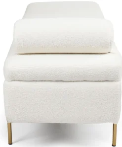 Banquette-coffre moderne Hepburn L140cm Tissu bouclette Blanc