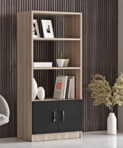Bibliothèque moderne Busymo Chêne clair et Noir