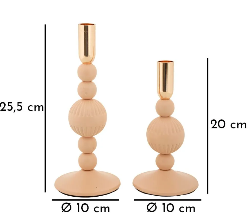 Bougeoir Aster rose ensemble de 2 pièces
