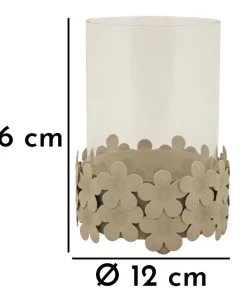 Bougeoir Dune en verre et base découpée en forme de fleur