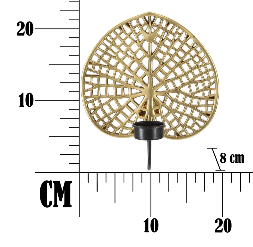 Bougeoir Lotus Métal Doré et Fer Noir