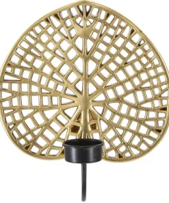 Bougeoir Lotus Métal Doré et Fer Noir