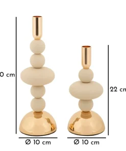 Bougeoir set de 2 Galaxy Crème et Or