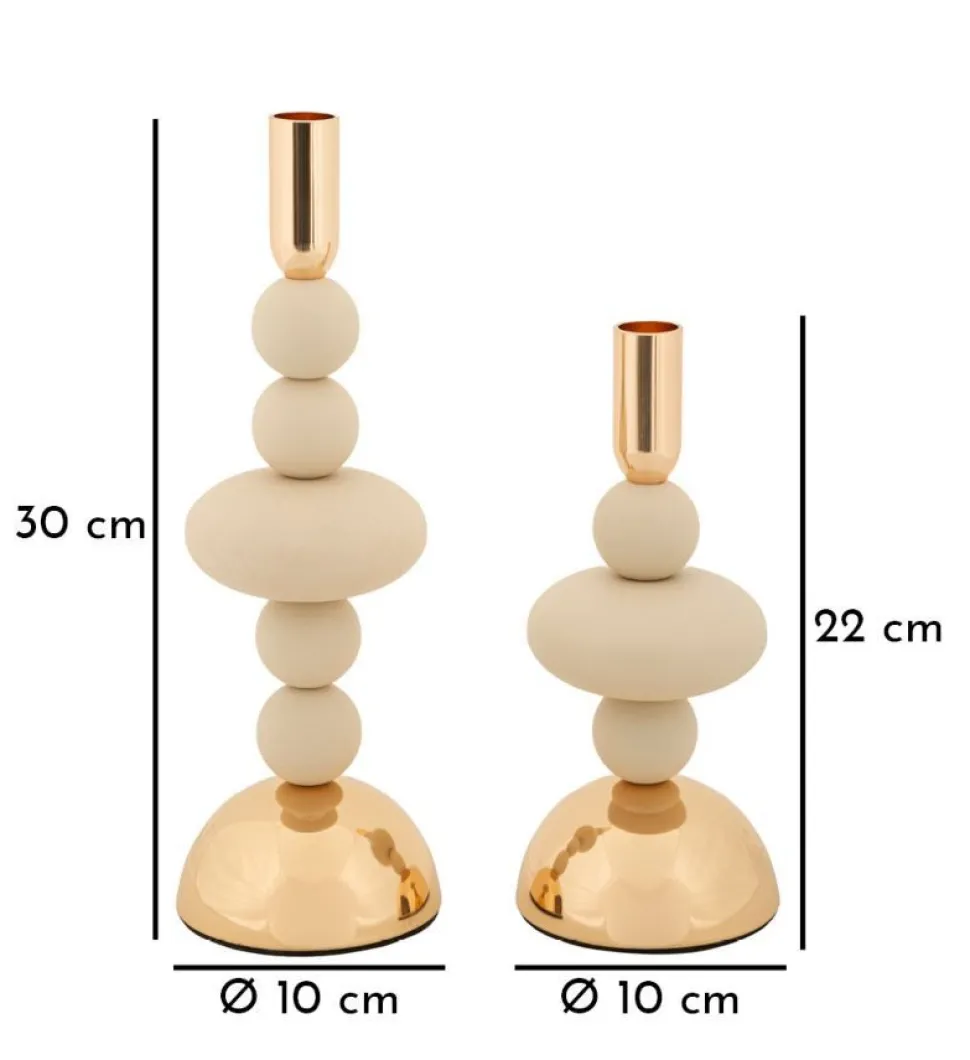 Bougeoir set de 2 Galaxy Crème et Or