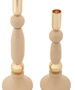 Bougeoir Strek rose set de 2 pièces finition dorée