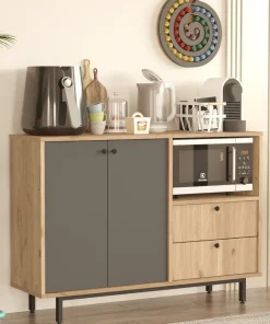 Buffet 2 portes et 2 tiroirs Axyl L120cm Chêne et Anthracite