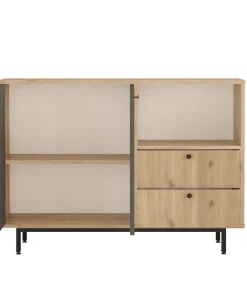 Buffet 2 portes et 2 tiroirs Axyl L120cm Chêne et Anthracite